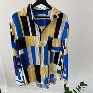 Asymmetrical Print Button Down